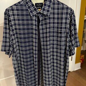 Gorgeous Nat Nast Silk plaid shirt, Large, Black